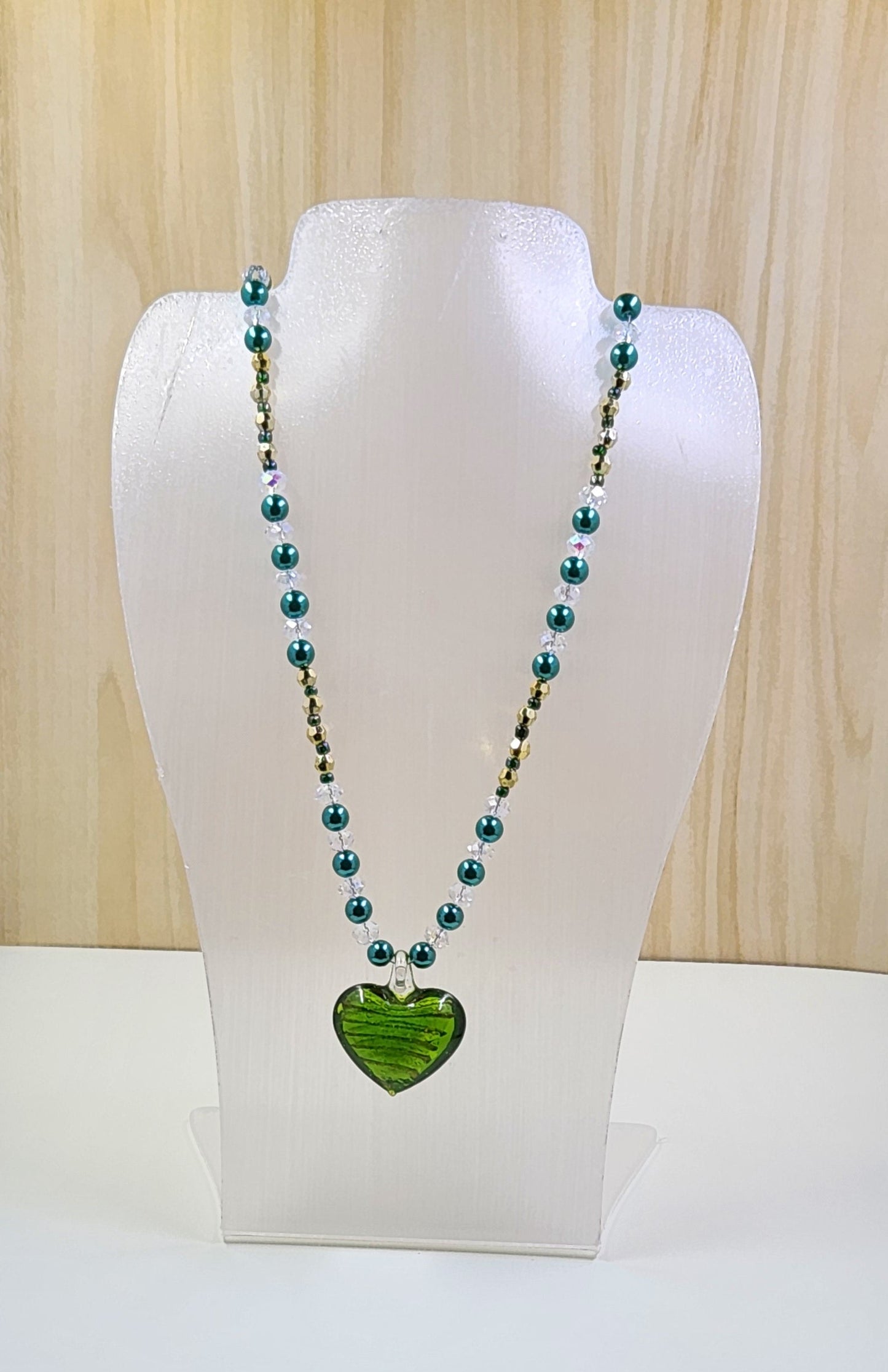 Handmade Dark Green Heart Pendant Necklace Aquarian Designs