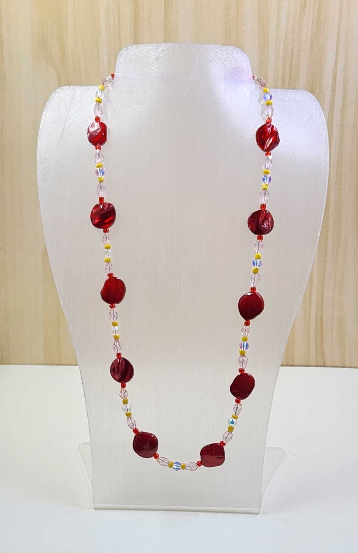 Handmade Vintage Look Red Bead Necklace Aquarian Designs
