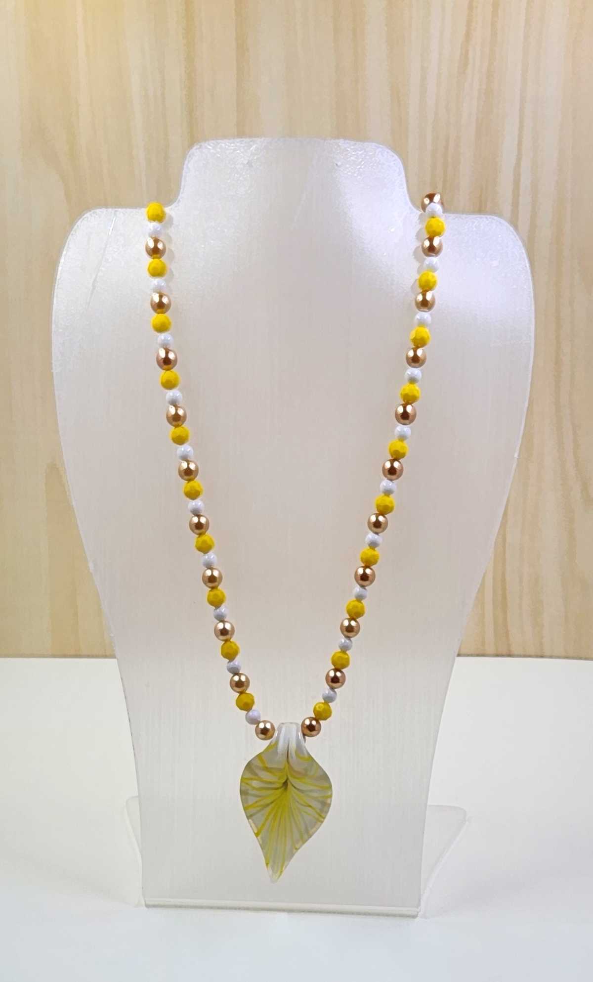 Handmade Yellow Leaf Necklace Aquarian Designs