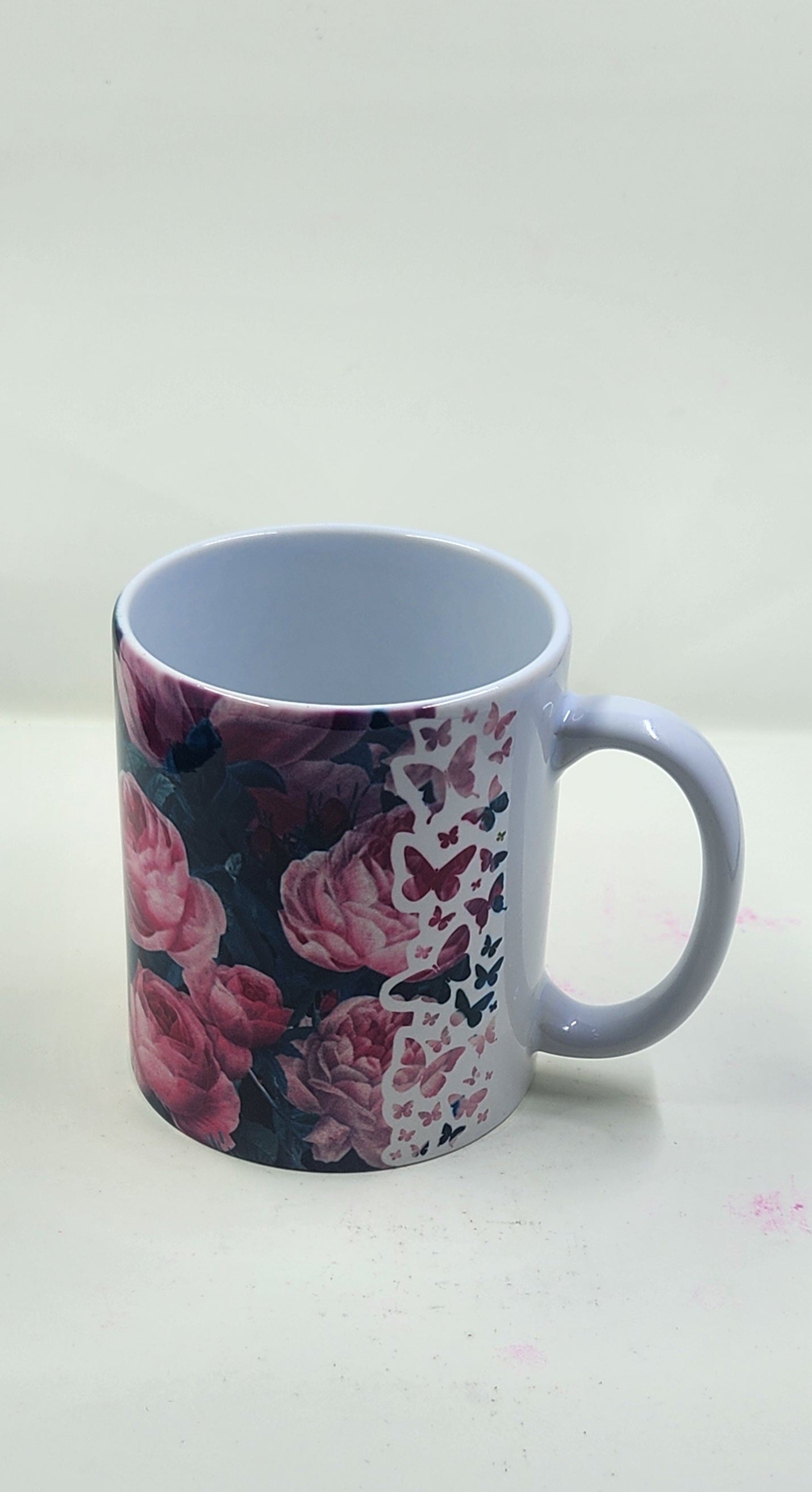 Cabbage Roses Butterfly Edge Mug and Coaster