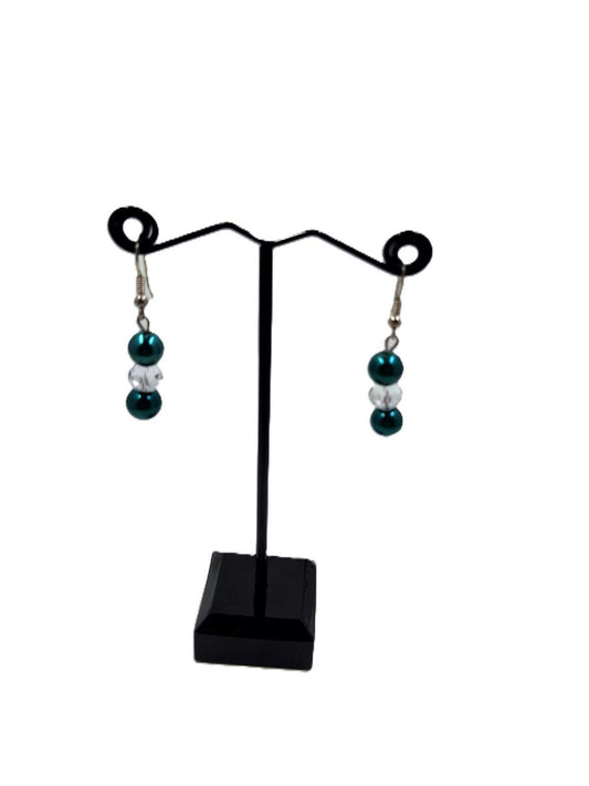 Handmade Jewellery Set - Dark Green & Clear Crystal Aquarian Designs