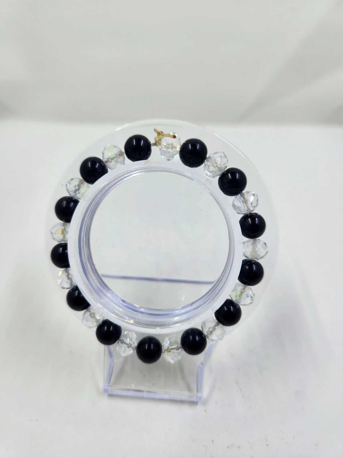 Handmade Black Pearl and Clear Crystal Bracelet Aquarian Designs