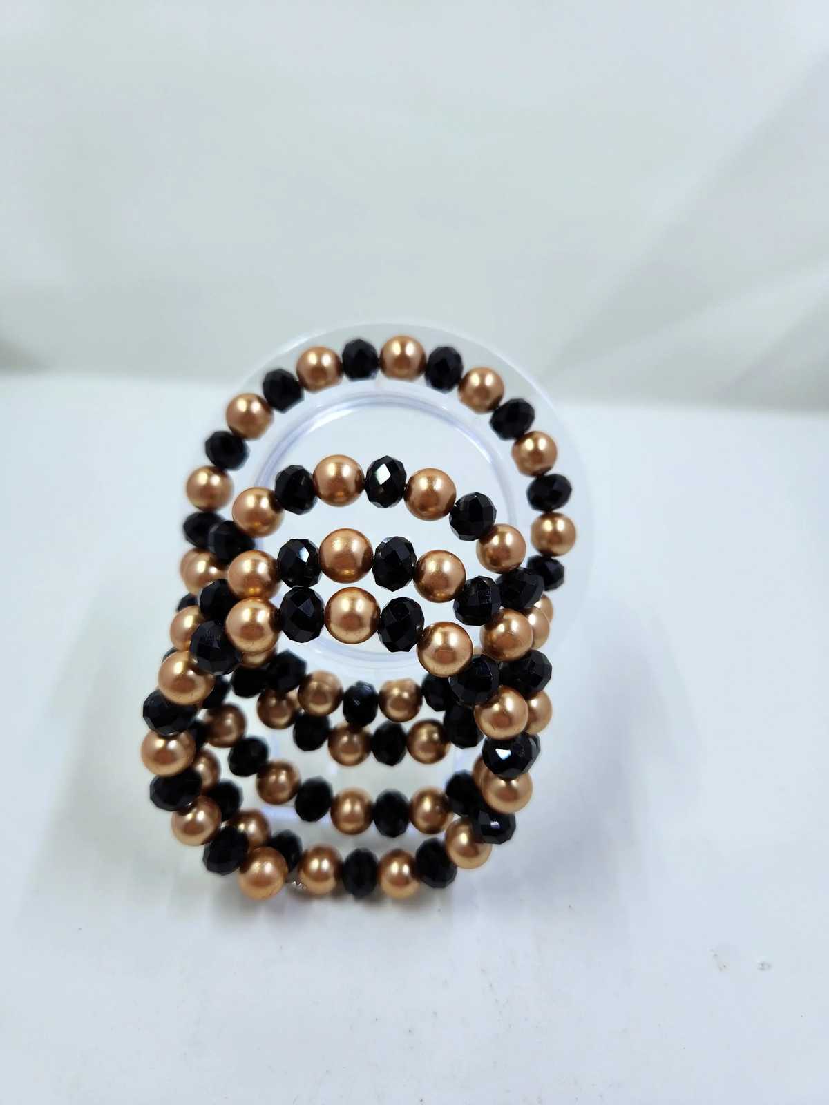 Handmade Black and Gold Pearl Wrap Around Bracelet Aquarian Designs