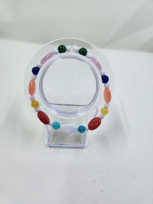 Handmade Bracelet & Earrings Set - Colourful ovals and white beads Aquarian Designs