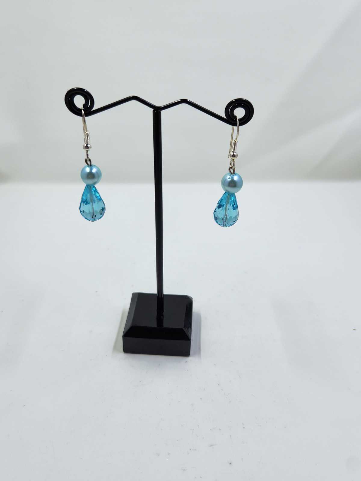Handmade Light Blue and Sapphire Teardrop Dangle Earrings Aquarian Designs