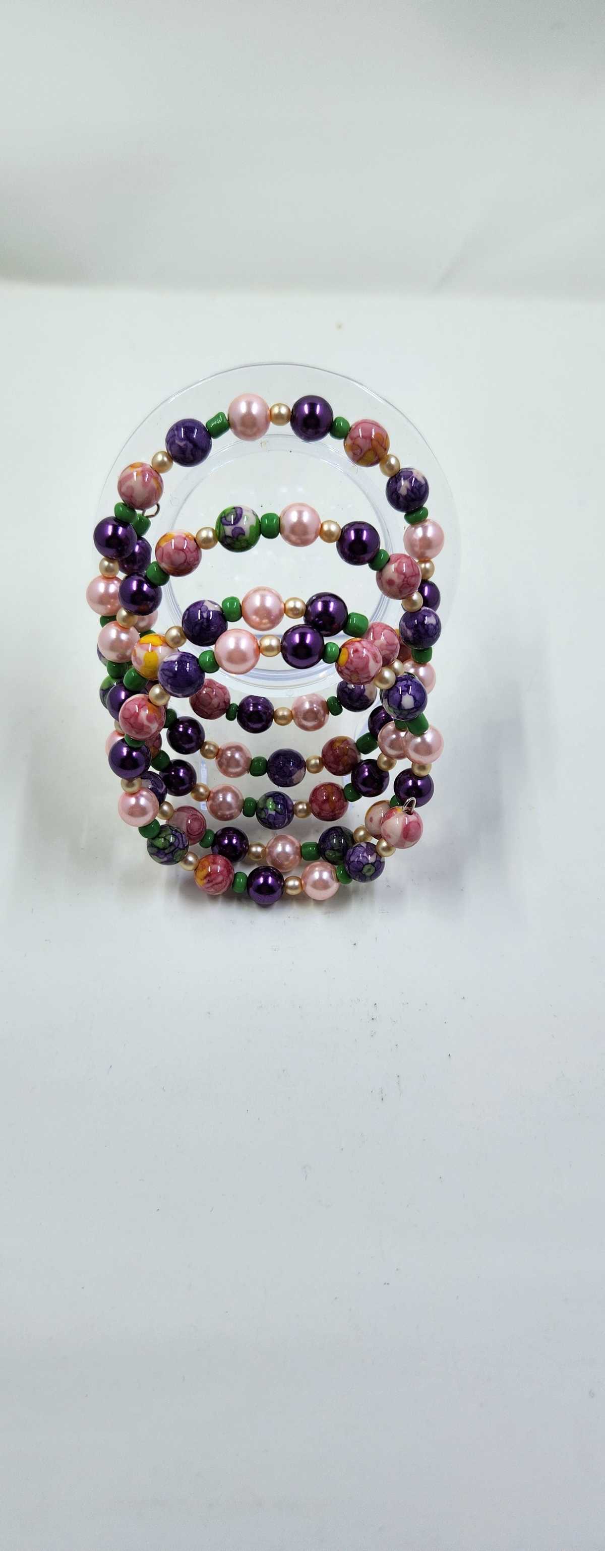 Handmade Light Pink and Dark Purple Wrap Around Bracelet Aquarian Designs