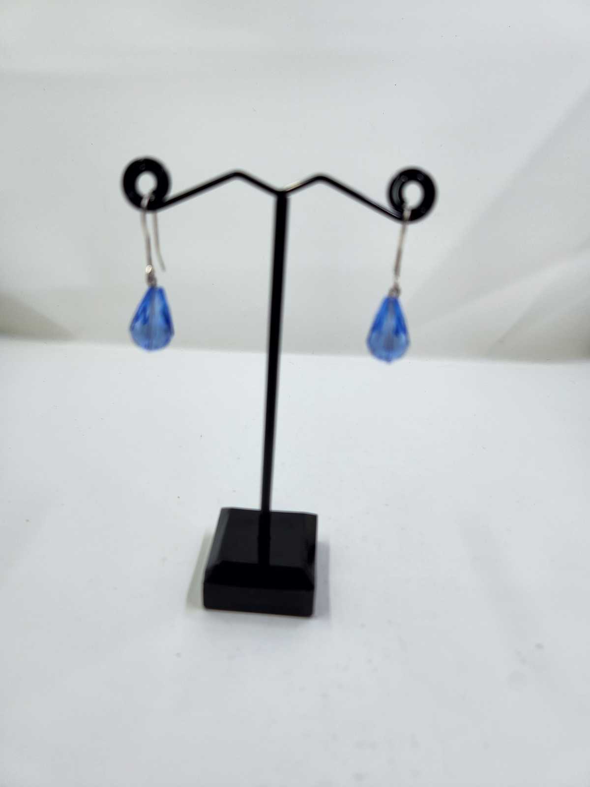 Handmade Light Sapphire Teardrop Dangle Earrings Aquarian Designs