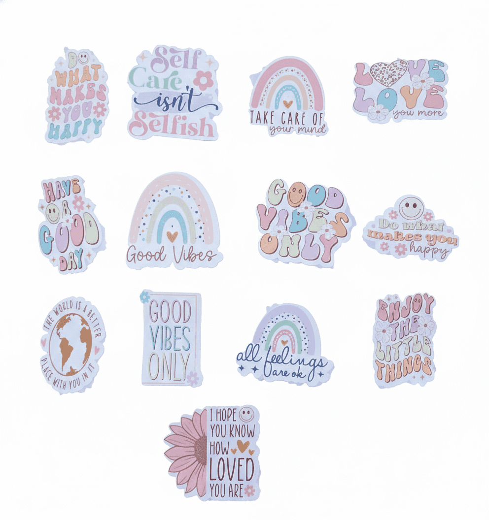 Handmade Pastel Good Vibes Stickers Aquarian Designs