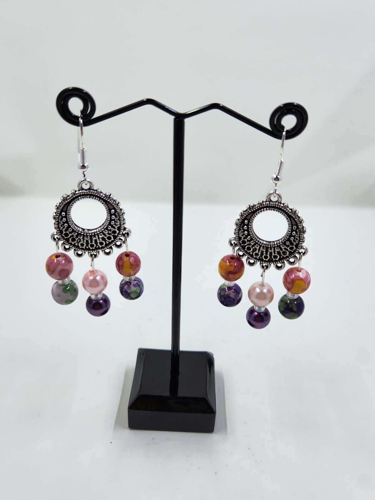 Handmade Purple and Pink Sterling Silver Earrings Aquarian Designs