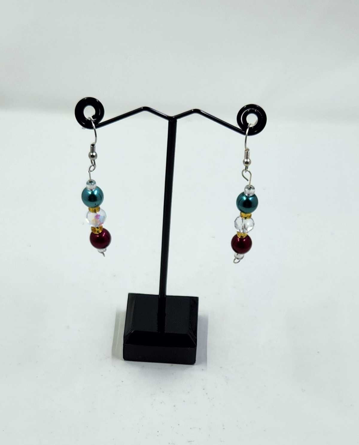 Handmade Red, Green, Gold and Clear Crystal Jewellery Set Aquarian Designs