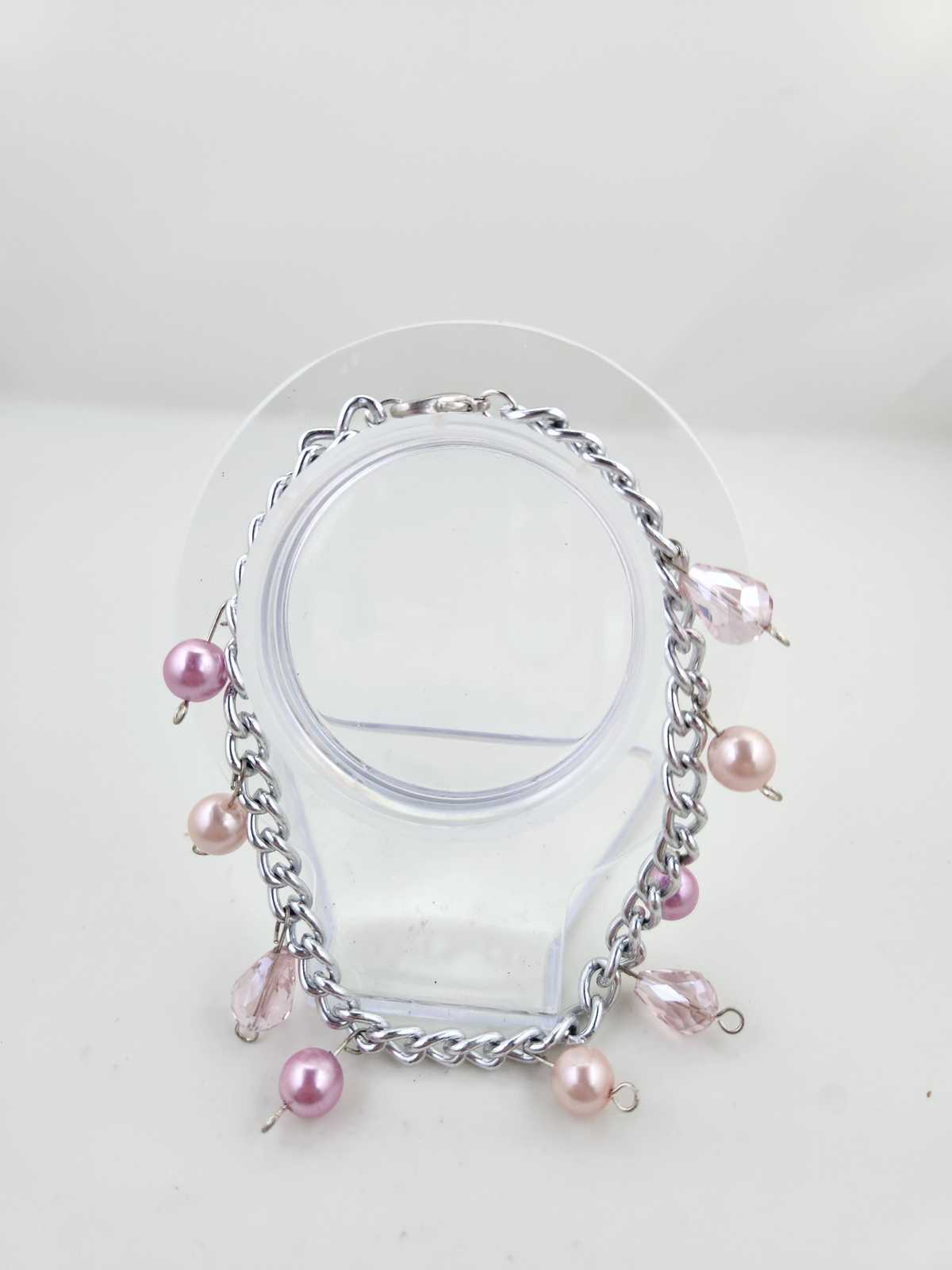 Handmade Think Pink Silver Chain Bracelet Aquarian Designs