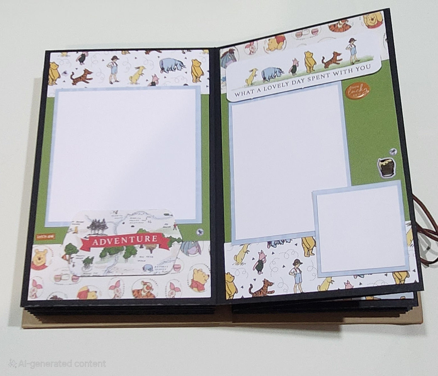 Vintage and modern Winnie the Pooh themed photo book page