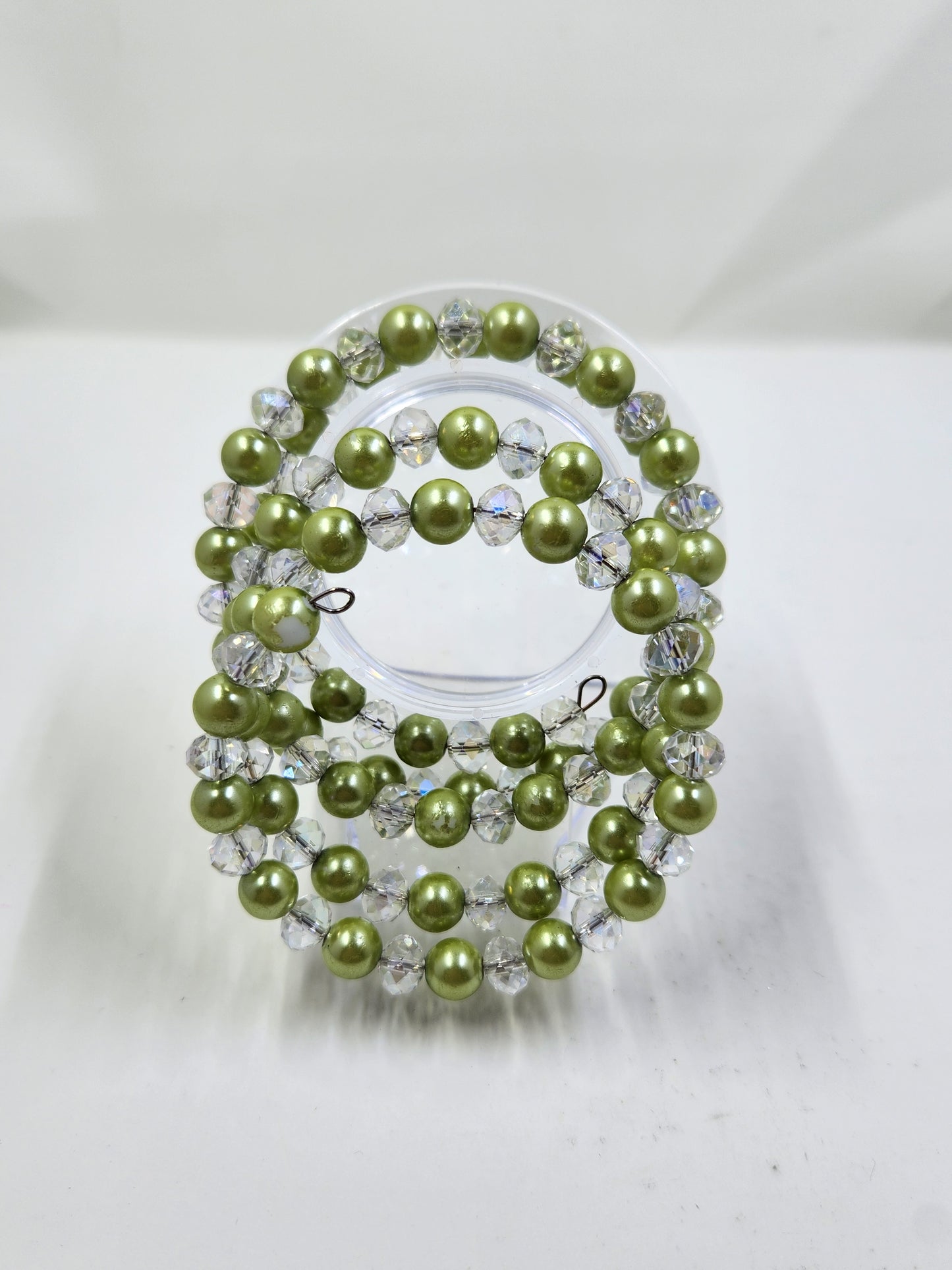 Handmade Light Green Necklace, Bracelet and Earrings Set