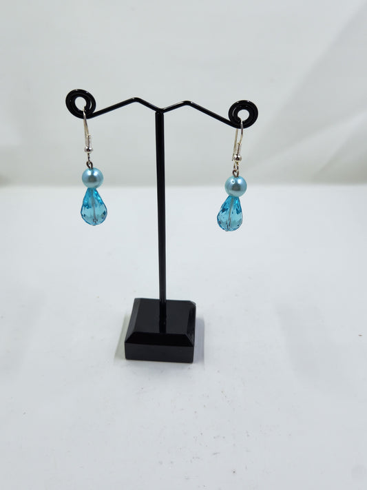 Handmade Light Blue and Sapphire Teardrop Dangle Earrings