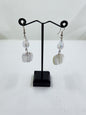 Handmade Clear Crystal Teardrop and Glass Bead Dangle Earrings