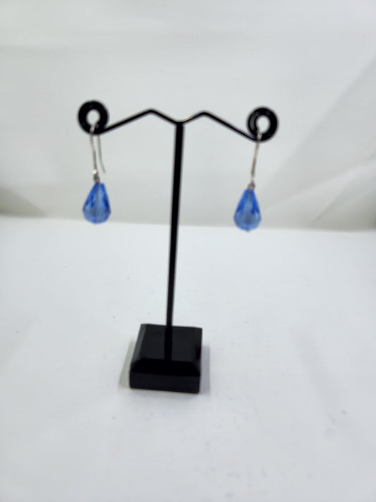 Handmade Light Sapphire Teardrop Dangle Earrings
