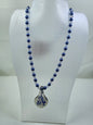 Handmade Grey with Blue and White Spots Pendant Necklace