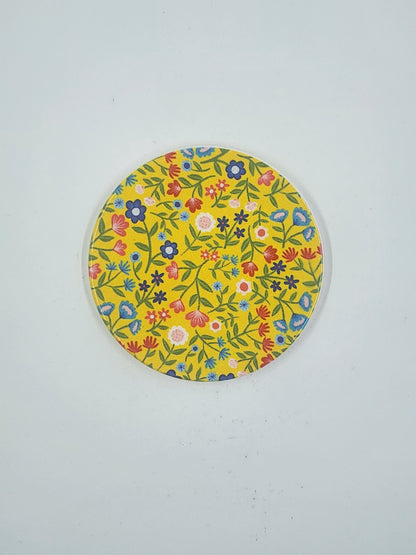 Handmade Yellow Floral Mug and Coaster Bundle
