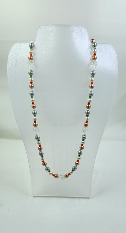 Handmade Gold, Silver and Clear Crystal Jewellery Set