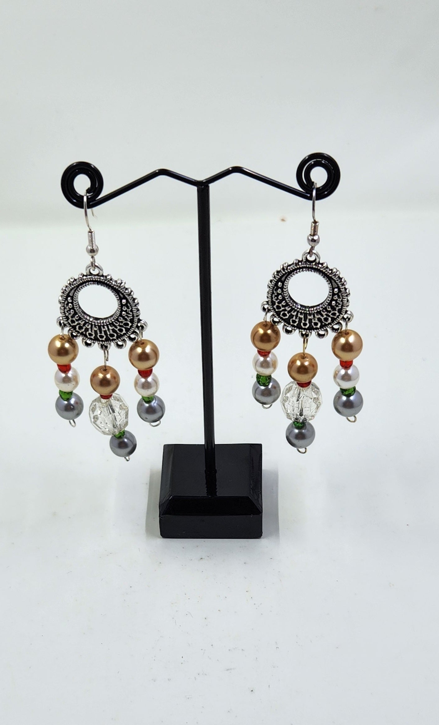 Handmade Gold, Silver and Clear Crystal Jewellery Set