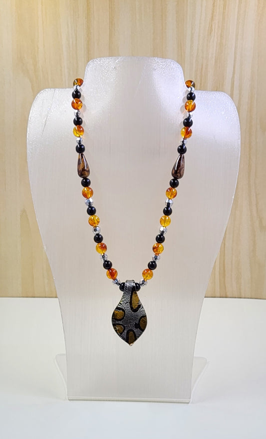 Handmade Silver Leopardskin Pattern Pendant Necklace