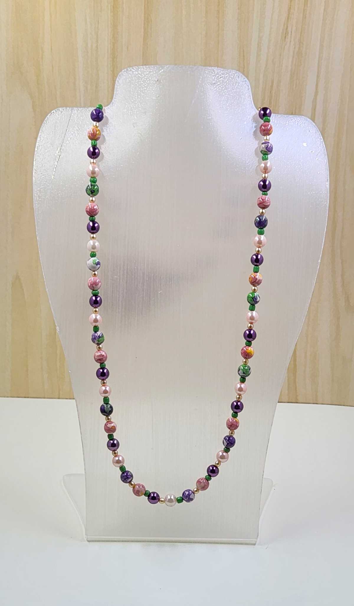 Handmade Light Pink & Dark Purple Necklace Aquarian Designs