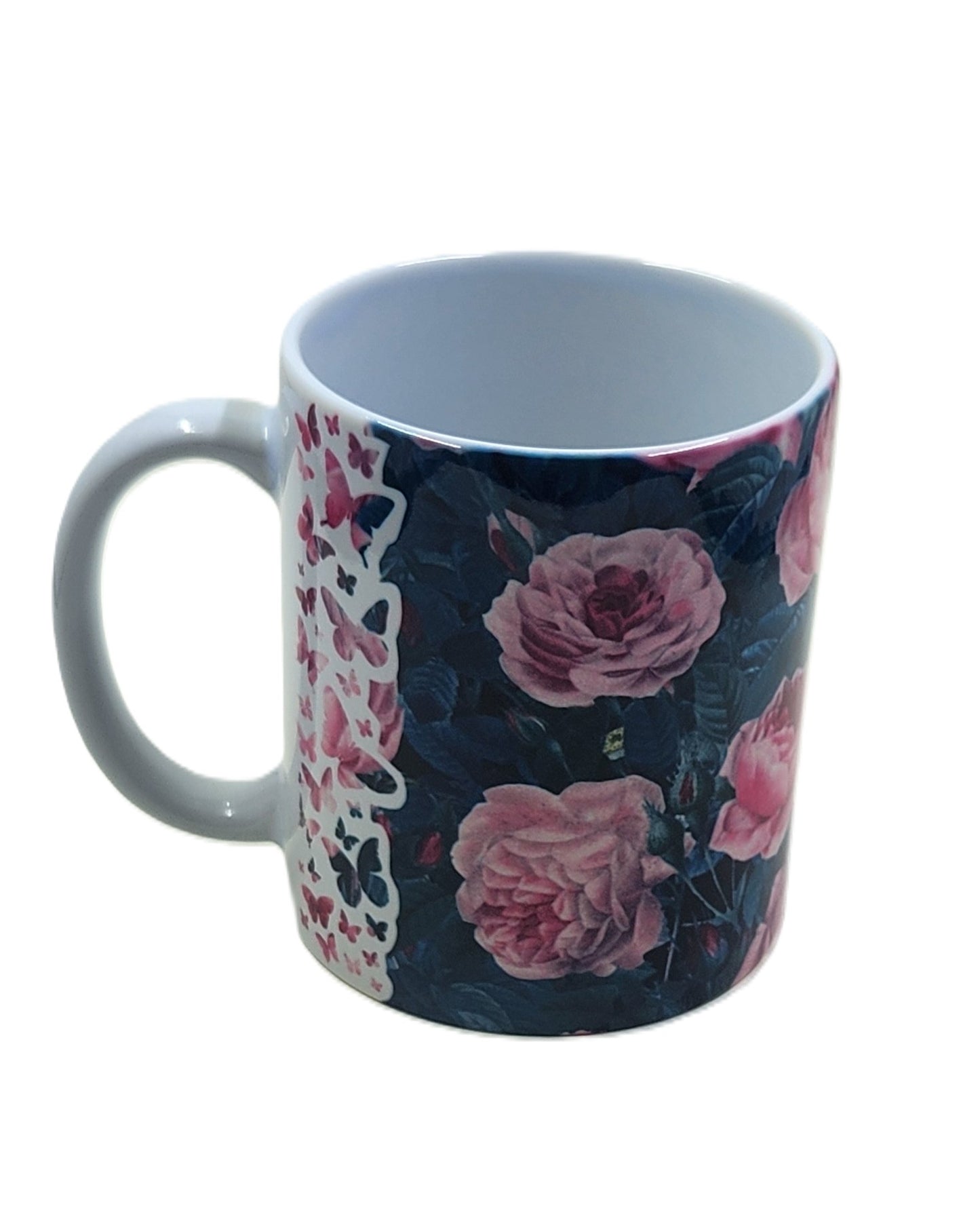 Cabbage Roses Butterfly Edge Mug and Coaster