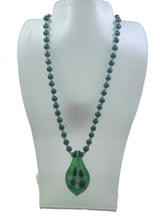 Handmade Jewellery Set - Dark Green & Clear Crystal Aquarian Designs
