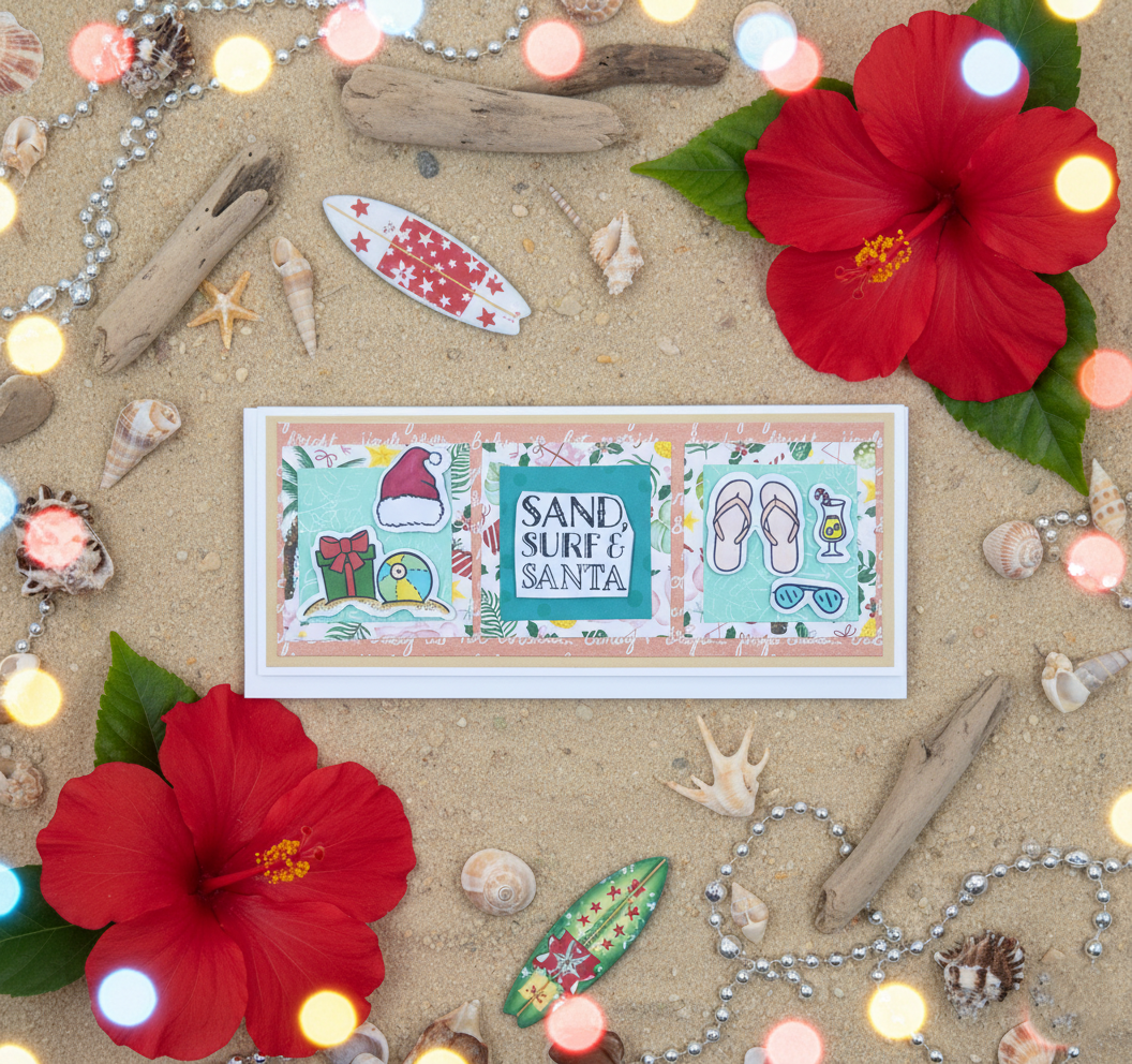 Handmade 10 Pack Summer Themed Christmas Cards