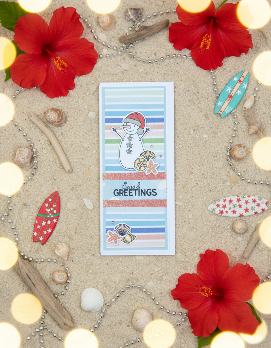 Handmade 10 Pack Summer Themed Christmas Cards