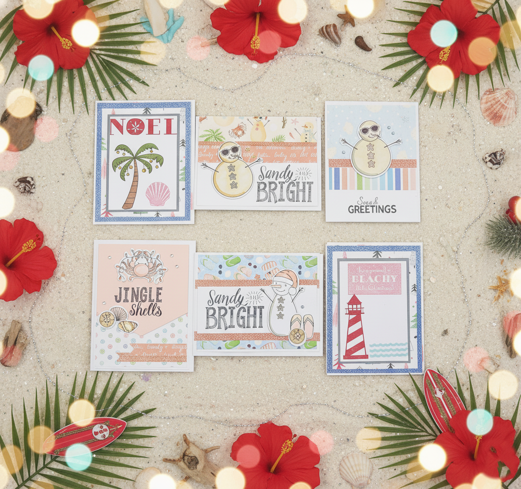 Handmade 10 Pack Summer Themed Christmas Cards
