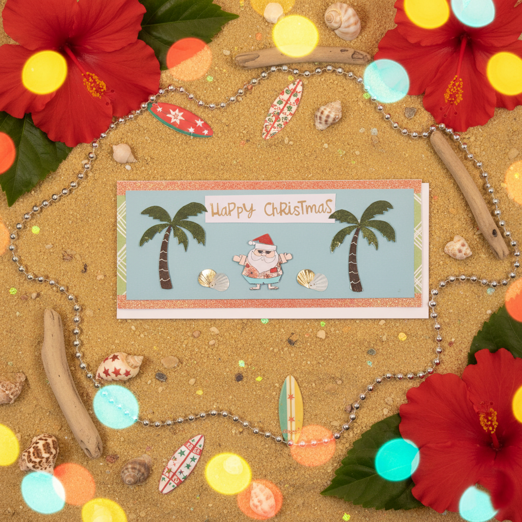Handmade 10 Pack Summer Themed Christmas Cards