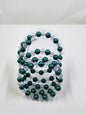 Handmade Dark Green and Clear Crystal Wrap Around Bracelet