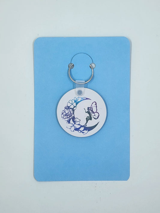 Handmade Floral Moon and Fairy Keyring