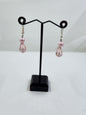 Handmade Light Pink Crystal Teardrop and Pearl Dangle Earrings