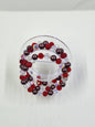 Handmade Memory Wire Bracelet - Red, Clear Crystal and Brown