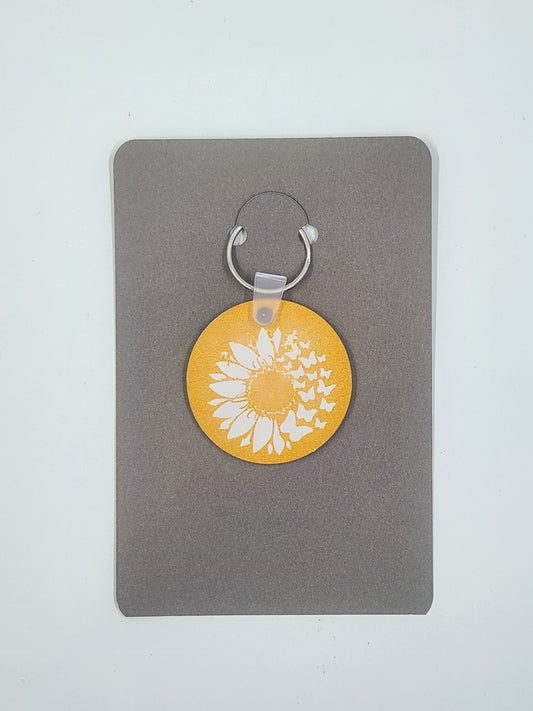 Handmade Sunflower and Butterflies Keyring