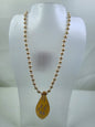 Handmade Yellow Drop with White Spots Pendant Necklace