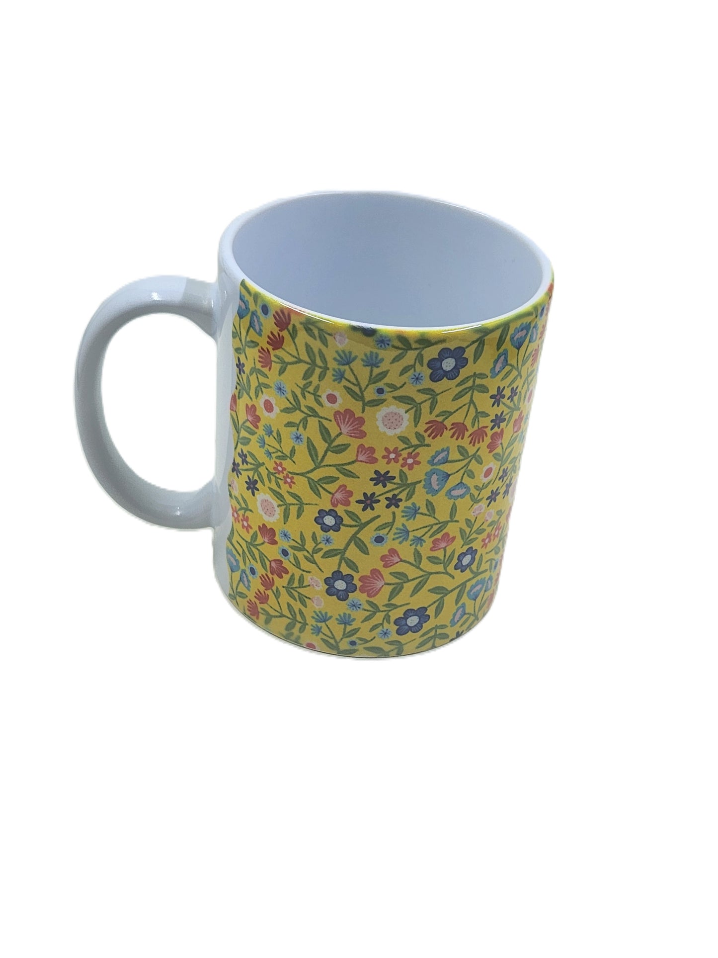 Handmade Yellow Floral Mug and Coaster Bundle