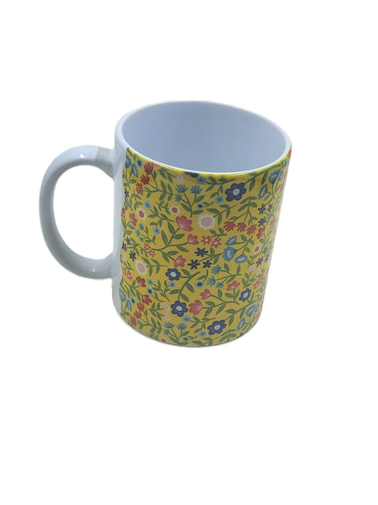 Handmade Yellow Floral Mug and Coaster Bundle