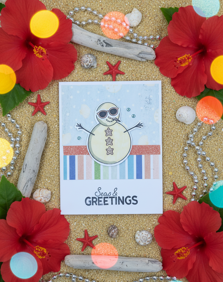Handmade 10 Pack Summer Themed Christmas Cards
