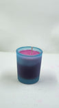 Votive candle with blue gradient on a white background