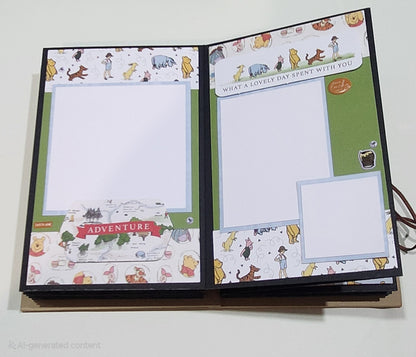 Vintage and modern Winnie the Pooh themed photo book page
